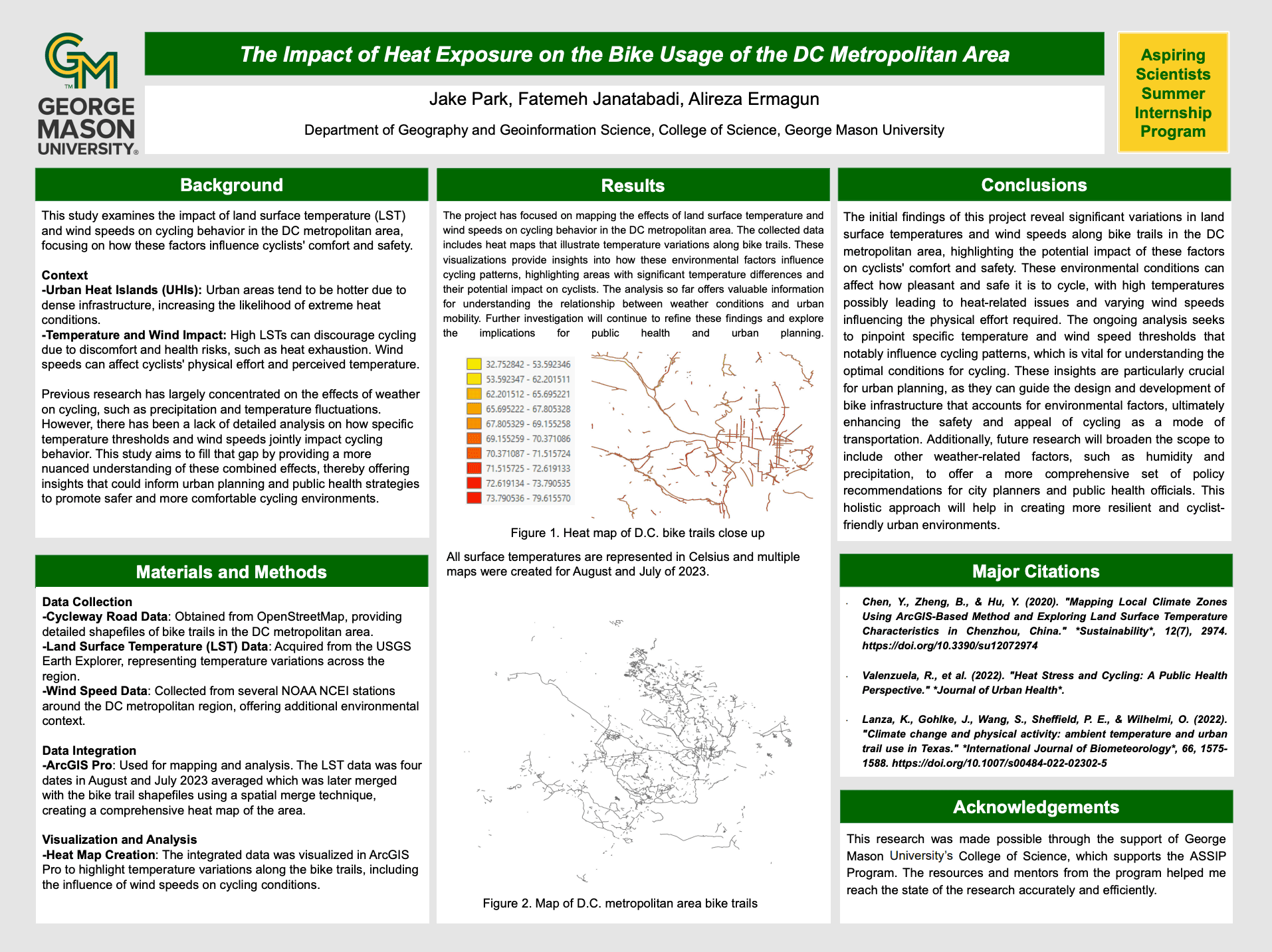 The ASSIP research poster on bike heat exposure across the DC metro area.